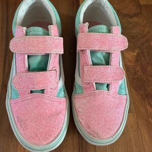 Vans Glittery Pink and Green Kids Sneakers